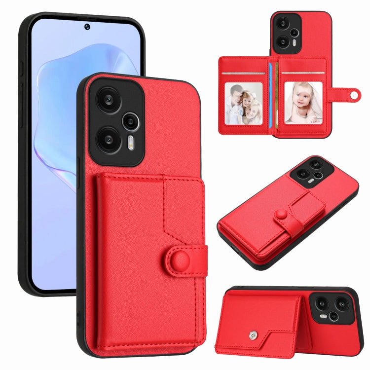 Button Card Bag RFID Anti-theft Phone Case, For Redmi Note 13 Pro 5G, For Redmi 13C 4G Global, For Redmi Note 13 5G, For Redmi Note 13 Pro+, For Redmi 12 4G Global, For Redmi Note 12 Turbo, For Redmi K60 / K60 Pro, For Redmi Note 12S 4G Global