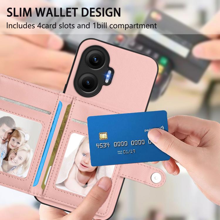 Button Card Bag RFID Anti-theft Phone Case, For Redmi Turbo 4 Pro / Xiaomi Poco F7, For Redmi A5 4G 171.7mm / Xiaomi Poco C71, For Redmi Note 13R / 13 4G, For Redmi Turbo 3, For Redmi A3 4G Global, For Redmi Note 13 Pro 4G Global                       ...