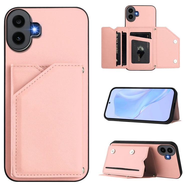 Skin Feel Four Card Slots Phone Case with Wrist Strap, For Nothing CMF Phone 2 Pro, For Nothing Phone 3a, For Nothing Phone 3a Pro, For Nothing CMF Phone 1, For Nothing Phone 2a