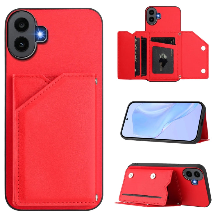Skin Feel Four Card Slots Phone Case with Wrist Strap, For Nothing CMF Phone 2 Pro, For Nothing Phone 3a, For Nothing Phone 3a Pro, For Nothing CMF Phone 1, For Nothing Phone 2a