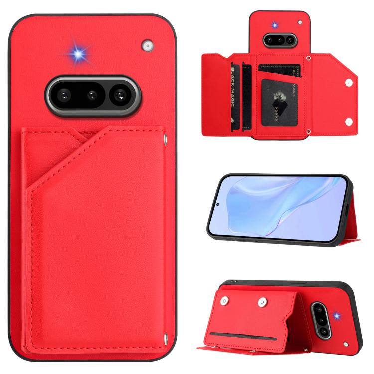 Skin Feel Four Card Slots Phone Case with Wrist Strap, For Nothing CMF Phone 2 Pro, For Nothing Phone 3a, For Nothing Phone 3a Pro, For Nothing CMF Phone 1, For Nothing Phone 2a