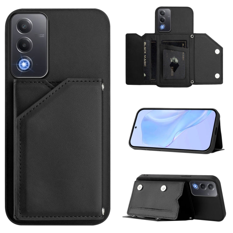 Skin Feel Four Card Slots Phone Case with Wrist Strap, For OPPO A5 / F29, For OPPO Find X8s+, For OPPO Find X8s, For OPPO Find X8 Ultra, For OPPO A5 Energy / A5 Pro 5G Global, For OPPO K12X, For OPPO A3 Pro Global, For OPPO Reno12 Pro Global