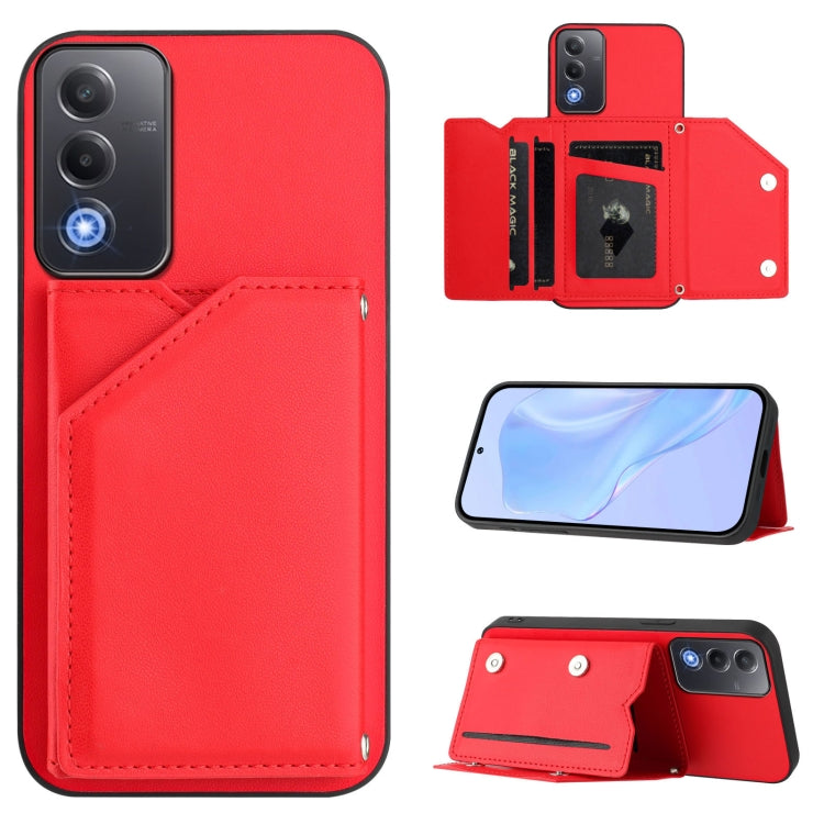Skin Feel Four Card Slots Phone Case with Wrist Strap, For OPPO A5 / F29, For OPPO Find X8s+, For OPPO Find X8s, For OPPO Find X8 Ultra, For OPPO A5 Energy / A5 Pro 5G Global, For OPPO K12X, For OPPO A3 Pro Global, For OPPO Reno12 Pro Global
