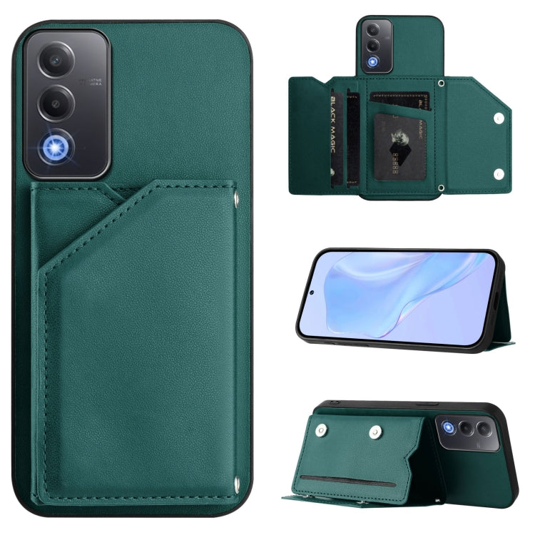 Skin Feel Four Card Slots Phone Case with Wrist Strap, For OPPO A5 / F29, For OPPO Find X8s+, For OPPO Find X8s, For OPPO Find X8 Ultra, For OPPO A5 Energy / A5 Pro 5G Global, For OPPO K12X, For OPPO A3 Pro Global, For OPPO Reno12 Pro Global