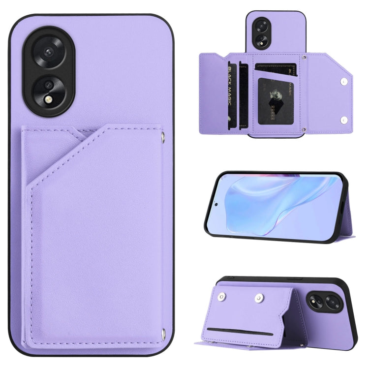 Skin Feel Four Card Slots Phone Case with Wrist Strap, For OPPO Reno12 Global, For OPPO K12 5G, For OPPO A3 Pro, For OPPO Reno11 F / F25 Pro, For OPPO Reno11 Global, For OPPO Reno11 Pro Global, For OPPO A58 / A58X / A1X / A2X                           ...