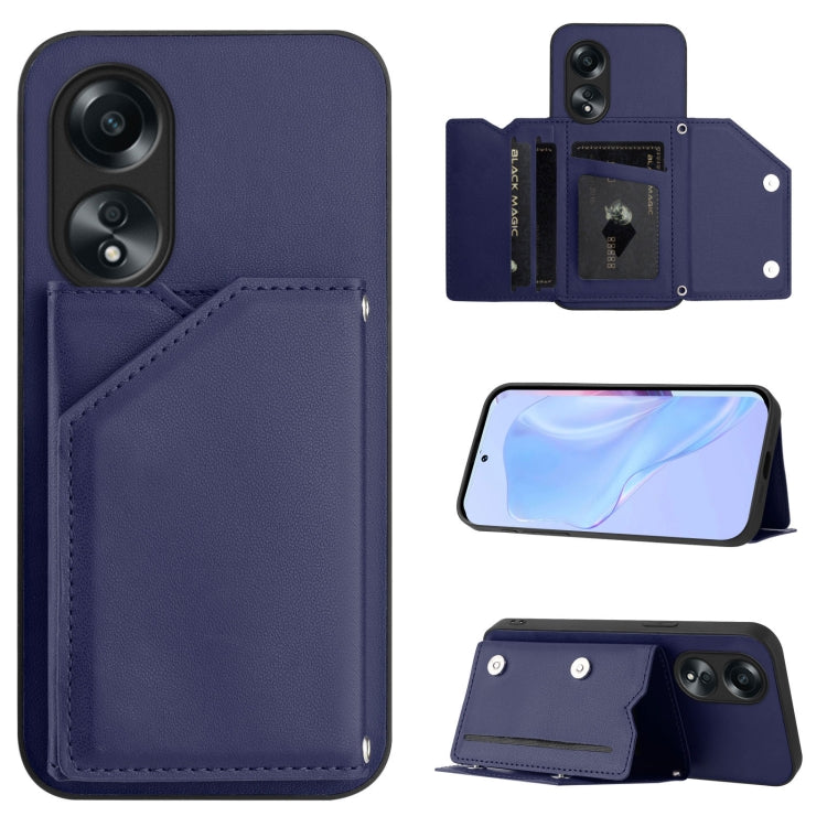 Skin Feel Four Card Slots Phone Case with Wrist Strap, For OPPO A58 4G Global, For OPPO Reno10 Pro 5G Global, For OPPO A78 4G Global, For OPPO A17, For OPPO A79 5G Global