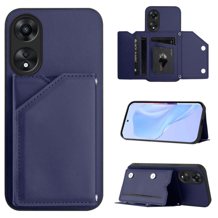 Skin Feel Four Card Slots Phone Case with Wrist Strap, For OPPO A58 4G Global, For OPPO Reno10 Pro 5G Global, For OPPO A78 4G Global, For OPPO A17, For OPPO A79 5G Global