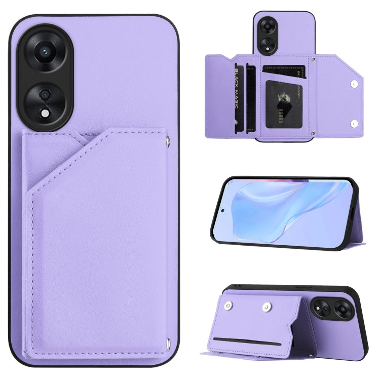 Skin Feel Four Card Slots Phone Case with Wrist Strap, For OPPO A58 4G Global, For OPPO Reno10 Pro 5G Global, For OPPO A78 4G Global, For OPPO A17, For OPPO A79 5G Global