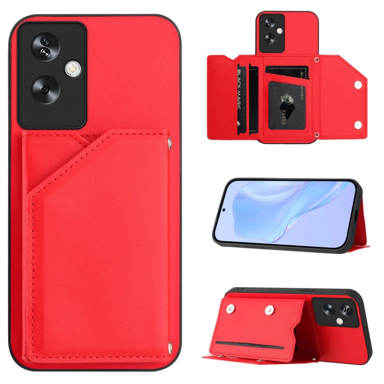 Skin Feel Four Card Slots Phone Case with Wrist Strap, For OPPO A58 4G Global, For OPPO Reno10 Pro 5G Global, For OPPO A78 4G Global, For OPPO A17, For OPPO A79 5G Global
