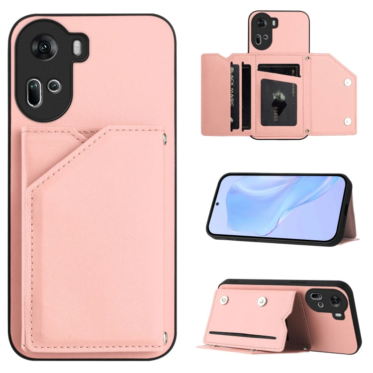 Skin Feel Four Card Slots Phone Case with Wrist Strap, For OPPO Reno12 Global, For OPPO K12 5G, For OPPO A3 Pro, For OPPO Reno11 F / F25 Pro, For OPPO Reno11 Global, For OPPO Reno11 Pro Global, For OPPO A58 / A58X / A1X / A2X                           ...