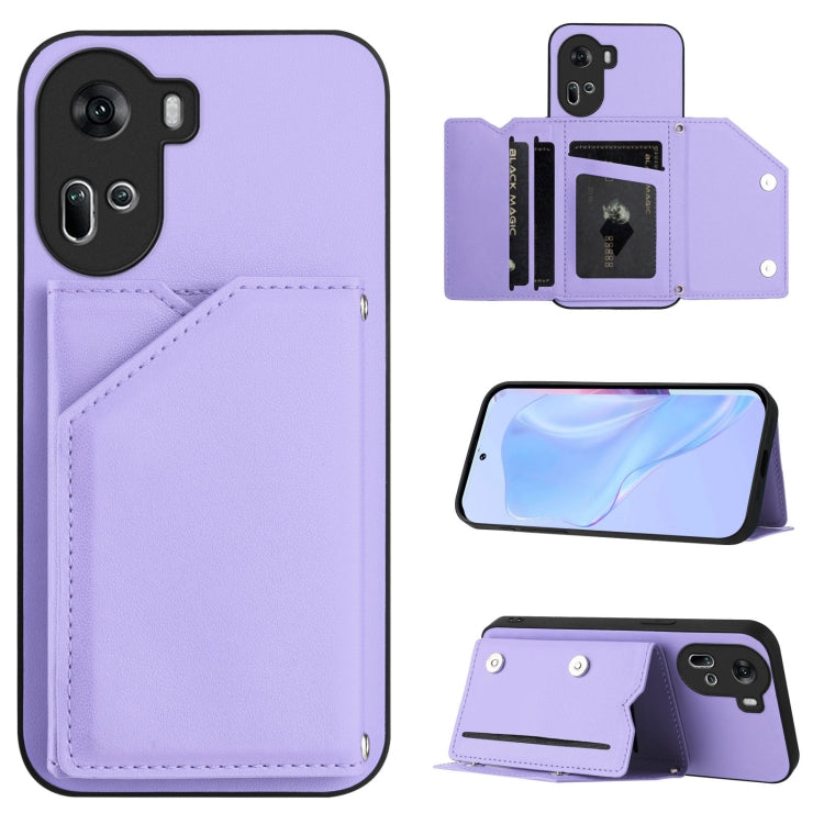 Skin Feel Four Card Slots Phone Case with Wrist Strap, For OPPO Reno12 Global, For OPPO K12 5G, For OPPO A3 Pro, For OPPO Reno11 F / F25 Pro, For OPPO Reno11 Global, For OPPO Reno11 Pro Global, For OPPO A58 / A58X / A1X / A2X                           ...