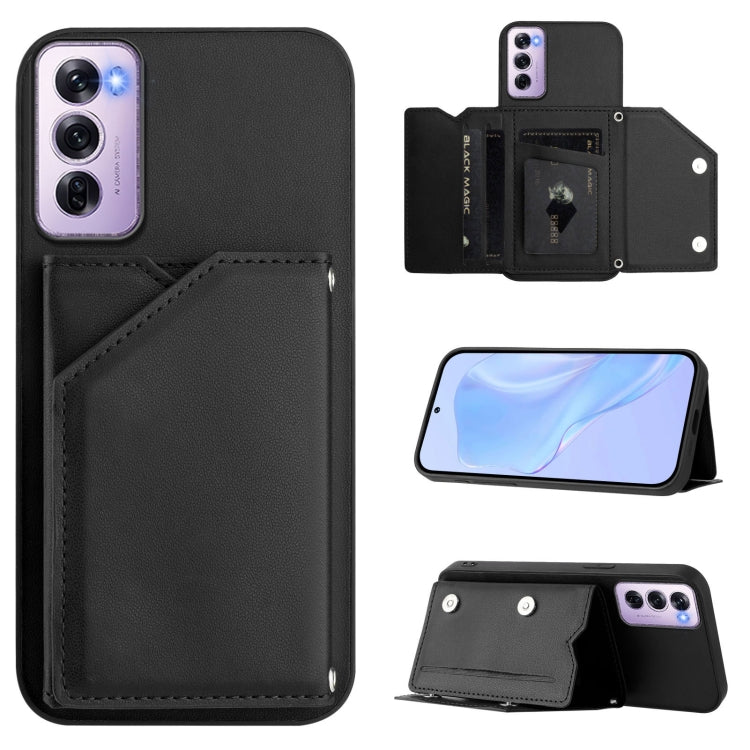 Skin Feel Four Card Slots Phone Case with Wrist Strap, For OPPO A5 / F29, For OPPO Find X8s+, For OPPO Find X8s, For OPPO Find X8 Ultra, For OPPO A5 Energy / A5 Pro 5G Global, For OPPO K12X, For OPPO A3 Pro Global, For OPPO Reno12 Pro Global