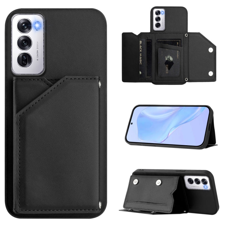 Skin Feel Four Card Slots Phone Case with Wrist Strap, For OPPO Reno12 Global, For OPPO K12 5G, For OPPO A3 Pro, For OPPO Reno11 F / F25 Pro, For OPPO Reno11 Global, For OPPO Reno11 Pro Global, For OPPO A58 / A58X / A1X / A2X                           ...