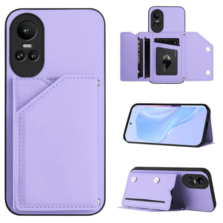 Skin Feel Four Card Slots Phone Case with Wrist Strap, For OPPO A58 4G Global, For OPPO Reno10 Pro 5G Global, For OPPO A78 4G Global, For OPPO A17, For OPPO A79 5G Global