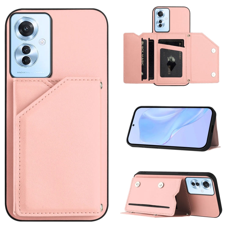 Skin Feel Four Card Slots Phone Case with Wrist Strap, For OPPO Reno12 Global, For OPPO K12 5G, For OPPO A3 Pro, For OPPO Reno11 F / F25 Pro, For OPPO Reno11 Global, For OPPO Reno11 Pro Global, For OPPO A58 / A58X / A1X / A2X                           ...