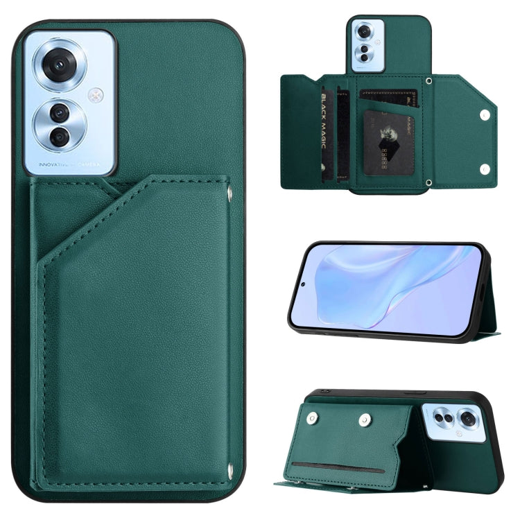 Skin Feel Four Card Slots Phone Case with Wrist Strap, For OPPO Reno12 Global, For OPPO K12 5G, For OPPO A3 Pro, For OPPO Reno11 F / F25 Pro, For OPPO Reno11 Global, For OPPO Reno11 Pro Global, For OPPO A58 / A58X / A1X / A2X                           ...