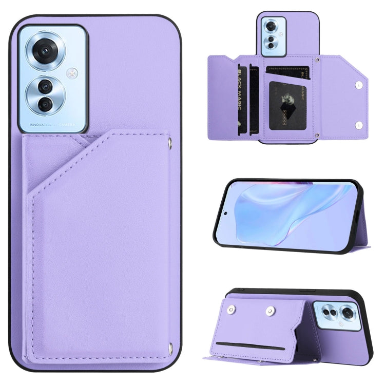 Skin Feel Four Card Slots Phone Case with Wrist Strap, For OPPO Reno12 Global, For OPPO K12 5G, For OPPO A3 Pro, For OPPO Reno11 F / F25 Pro, For OPPO Reno11 Global, For OPPO Reno11 Pro Global, For OPPO A58 / A58X / A1X / A2X                           ...
