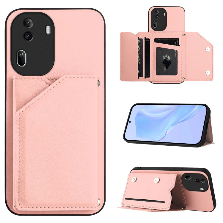 Skin Feel Four Card Slots Phone Case with Wrist Strap, For OPPO Reno12 Global, For OPPO K12 5G, For OPPO A3 Pro, For OPPO Reno11 F / F25 Pro, For OPPO Reno11 Global, For OPPO Reno11 Pro Global, For OPPO A58 / A58X / A1X / A2X                           ...