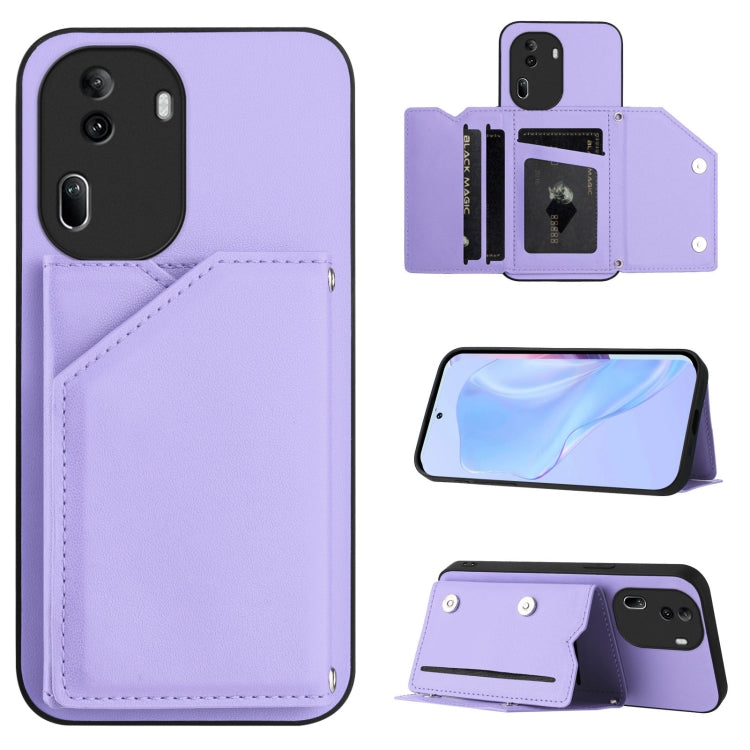Skin Feel Four Card Slots Phone Case with Wrist Strap, For OPPO Reno12 Global, For OPPO K12 5G, For OPPO A3 Pro, For OPPO Reno11 F / F25 Pro, For OPPO Reno11 Global, For OPPO Reno11 Pro Global, For OPPO A58 / A58X / A1X / A2X                           ...