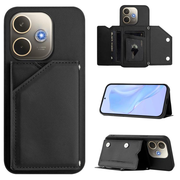Skin Feel Four Card Slots Phone Case with Wrist Strap, For OPPO A5 / F29, For OPPO Find X8s+, For OPPO Find X8s, For OPPO Find X8 Ultra, For OPPO A5 Energy / A5 Pro 5G Global, For OPPO K12X, For OPPO A3 Pro Global, For OPPO Reno12 Pro Global