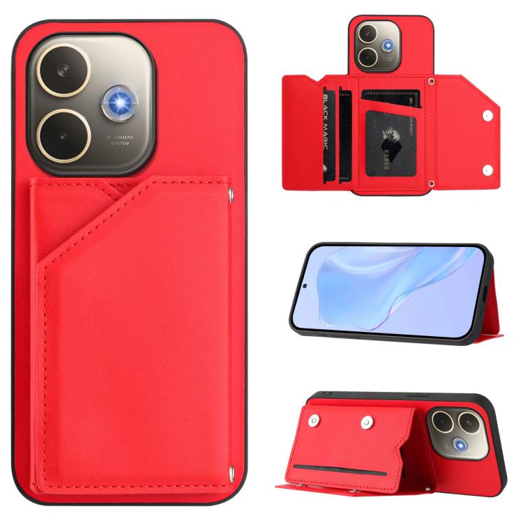 Skin Feel Four Card Slots Phone Case with Wrist Strap, For OPPO A5 / F29, For OPPO Find X8s+, For OPPO Find X8s, For OPPO Find X8 Ultra, For OPPO A5 Energy / A5 Pro 5G Global, For OPPO K12X, For OPPO A3 Pro Global, For OPPO Reno12 Pro Global