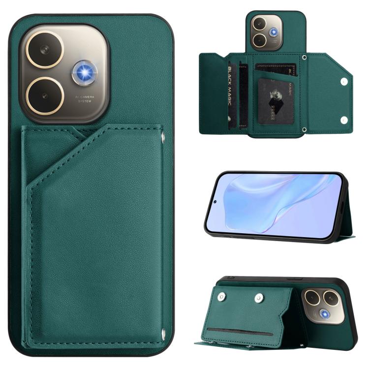Skin Feel Four Card Slots Phone Case with Wrist Strap, For OPPO A5 / F29, For OPPO Find X8s+, For OPPO Find X8s, For OPPO Find X8 Ultra, For OPPO A5 Energy / A5 Pro 5G Global, For OPPO K12X, For OPPO A3 Pro Global, For OPPO Reno12 Pro Global