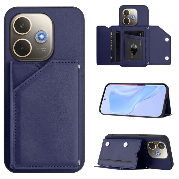 Skin Feel Four Card Slots Phone Case with Wrist Strap, For OPPO A5 / F29, For OPPO Find X8s+, For OPPO Find X8s, For OPPO Find X8 Ultra, For OPPO A5 Energy / A5 Pro 5G Global, For OPPO K12X, For OPPO A3 Pro Global, For OPPO Reno12 Pro Global