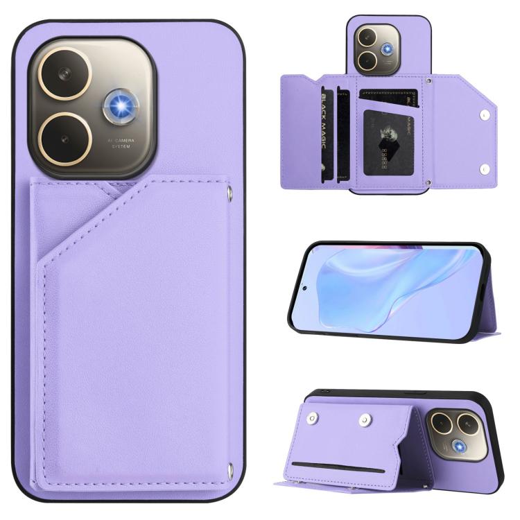 Skin Feel Four Card Slots Phone Case with Wrist Strap, For OPPO A5 / F29, For OPPO Find X8s+, For OPPO Find X8s, For OPPO Find X8 Ultra, For OPPO A5 Energy / A5 Pro 5G Global, For OPPO K12X, For OPPO A3 Pro Global, For OPPO Reno12 Pro Global