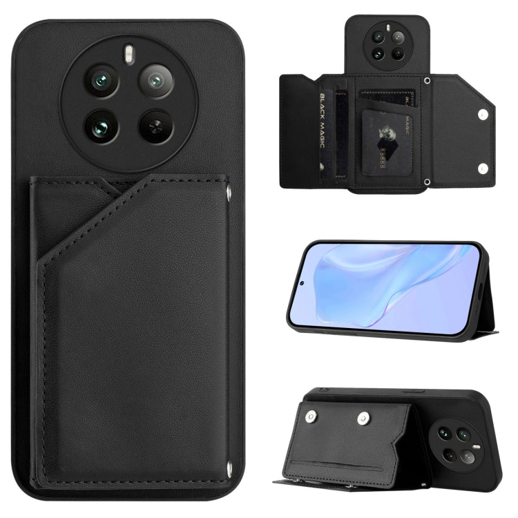 Skin Feel Four Card Slots Phone Case with Wrist Strap, For Realme 14, For Realme 14 Pro+, For Realme 14 Pro, For Realme 13 Pro / 13 Pro+ 5G, For Realme GT Neo6 SE, For Realme 12 Pro+ / 12 Pro, For Realme 12+ 5G / P1 5G