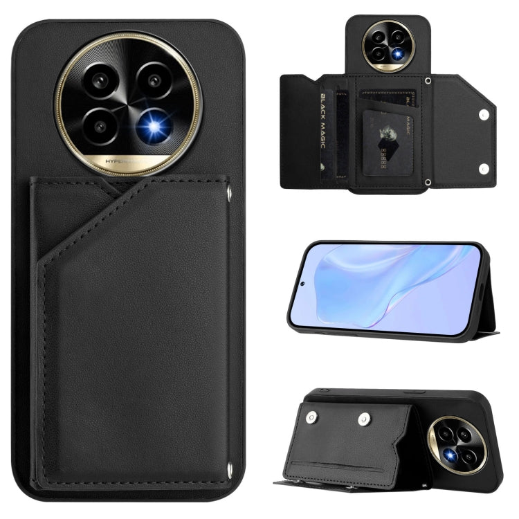 Skin Feel Four Card Slots Phone Case with Wrist Strap, For Realme 14, For Realme 14 Pro+, For Realme 14 Pro, For Realme 13 Pro / 13 Pro+ 5G, For Realme GT Neo6 SE, For Realme 12 Pro+ / 12 Pro, For Realme 12+ 5G / P1 5G