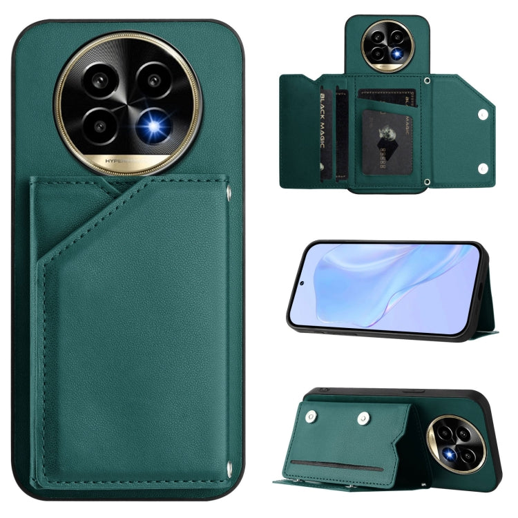 Skin Feel Four Card Slots Phone Case with Wrist Strap, For Realme 14, For Realme 14 Pro+, For Realme 14 Pro, For Realme 13 Pro / 13 Pro+ 5G, For Realme GT Neo6 SE, For Realme 12 Pro+ / 12 Pro, For Realme 12+ 5G / P1 5G