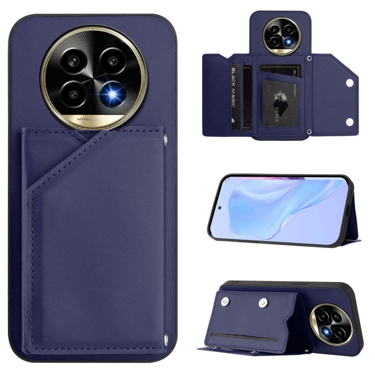 Skin Feel Four Card Slots Phone Case with Wrist Strap, For Realme 14, For Realme 14 Pro+, For Realme 14 Pro, For Realme 13 Pro / 13 Pro+ 5G, For Realme GT Neo6 SE, For Realme 12 Pro+ / 12 Pro, For Realme 12+ 5G / P1 5G