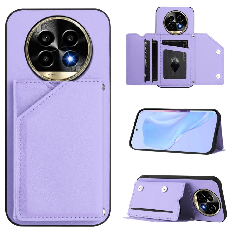 Skin Feel Four Card Slots Phone Case with Wrist Strap, For Realme 14, For Realme 14 Pro+, For Realme 14 Pro, For Realme 13 Pro / 13 Pro+ 5G, For Realme GT Neo6 SE, For Realme 12 Pro+ / 12 Pro, For Realme 12+ 5G / P1 5G