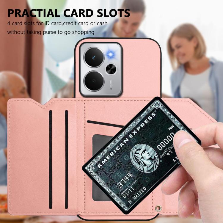Skin Feel Four Card Slots Phone Case with Wrist Strap, For Realme 14, For Realme 14 Pro+, For Realme 14 Pro, For Realme 13 Pro / 13 Pro+ 5G, For Realme GT Neo6 SE, For Realme 12 Pro+ / 12 Pro, For Realme 12+ 5G / P1 5G