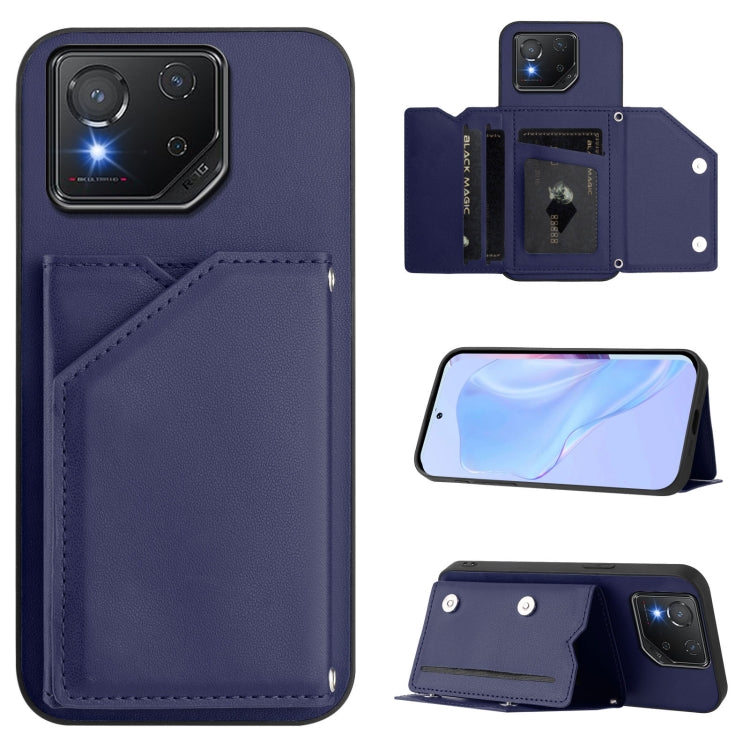 Skin Feel Four Card Slots Phone Case with Wrist Strap, For Asus ROG Phone 8, For Asus ROG Phone 8 Pro