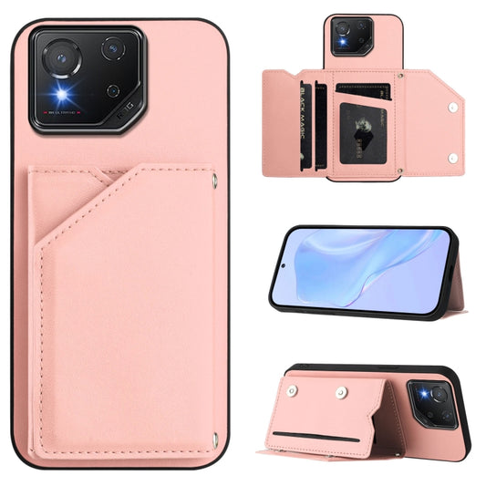 Skin Feel Four Card Slots Phone Case with Wrist Strap, For Asus ROG Phone 8, For Asus ROG Phone 8 Pro