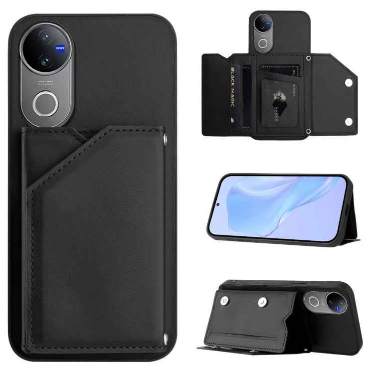 Skin Feel Four Card Slots Phone Case with Wrist Strap, For vivo X200s, For vivo Y29 4G / T4x / Y300t, For vivo V50 / V50e, For vivo X200 Ultra, For vivo V50 Lite 4G, For vivo Y39 5G / Y300i, For vivo Y200
