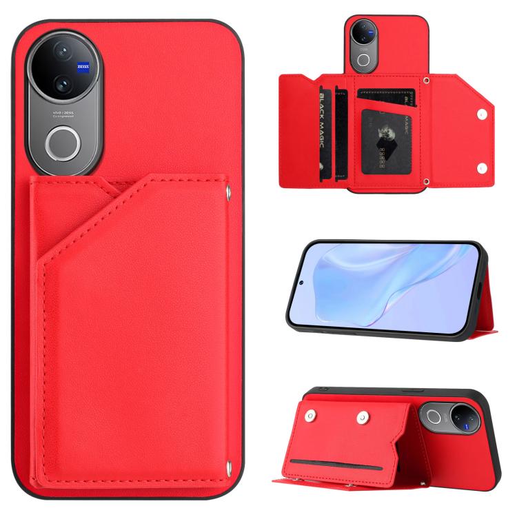 Skin Feel Four Card Slots Phone Case with Wrist Strap, For vivo X200s, For vivo Y29 4G / T4x / Y300t, For vivo V50 / V50e, For vivo X200 Ultra, For vivo V50 Lite 4G, For vivo Y39 5G / Y300i, For vivo Y200