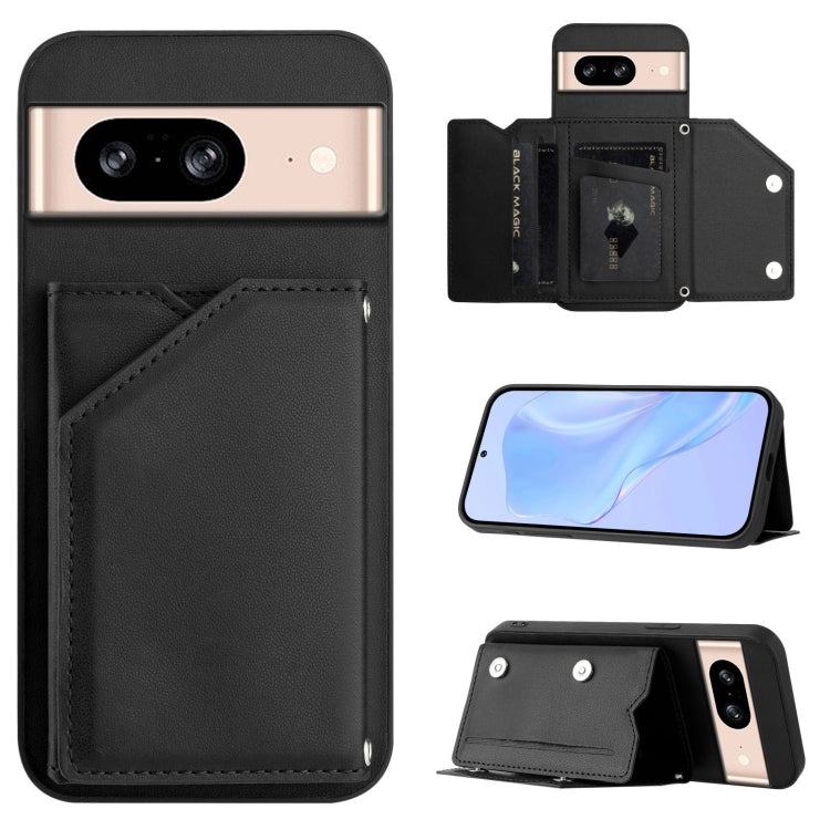 Skin Feel Four Card Slots Phone Case with Wrist Strap, For Google Pixel 10 Pro XL, For Google Pixel 10 / 10 Pro, For Google Pixel 9 Pro, For Google Pixel 9, For Google Pixel 8A, For Google Pixel 8 Pro, For Google Pixel 8