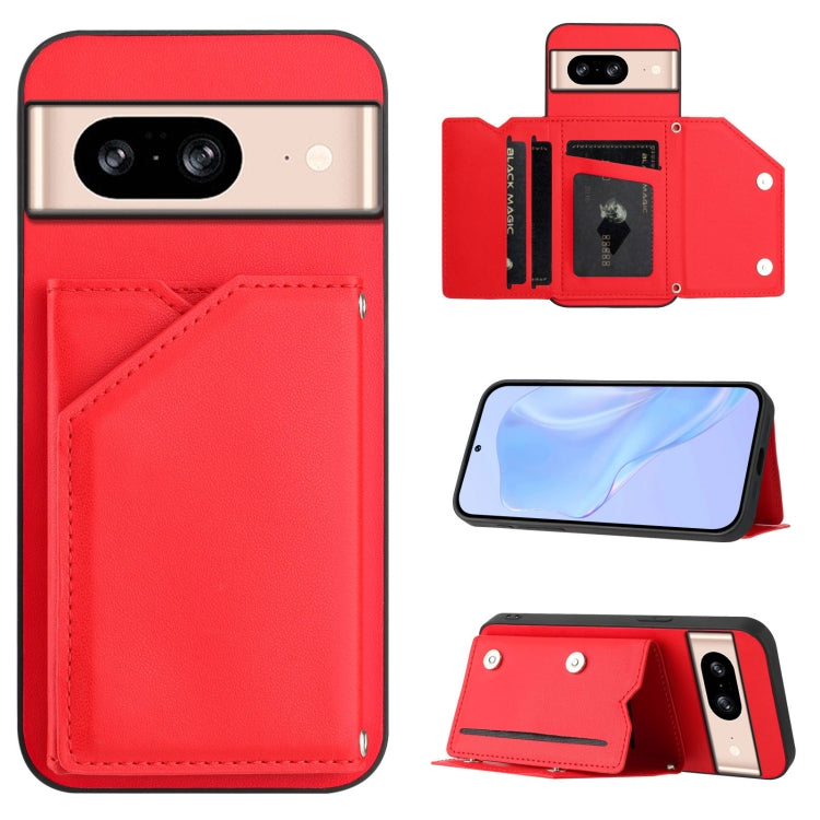 Skin Feel Four Card Slots Phone Case with Wrist Strap, For Google Pixel 10 Pro XL, For Google Pixel 10 / 10 Pro, For Google Pixel 9 Pro, For Google Pixel 9, For Google Pixel 8A, For Google Pixel 8 Pro, For Google Pixel 8