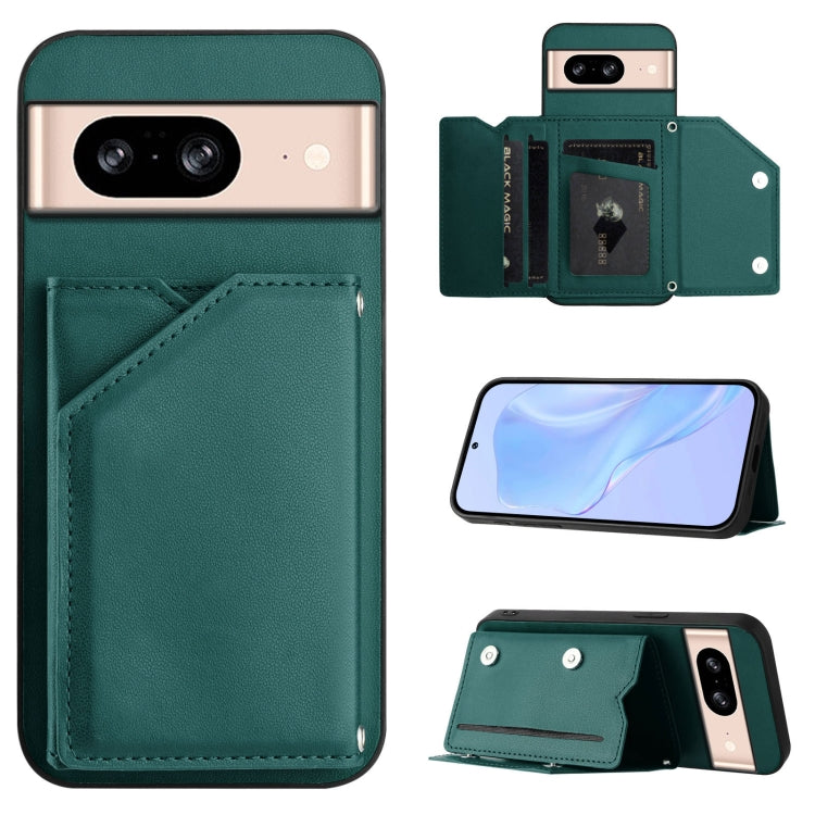 Skin Feel Four Card Slots Phone Case with Wrist Strap, For Google Pixel 10 Pro XL, For Google Pixel 10 / 10 Pro, For Google Pixel 9 Pro, For Google Pixel 9, For Google Pixel 8A, For Google Pixel 8 Pro, For Google Pixel 8
