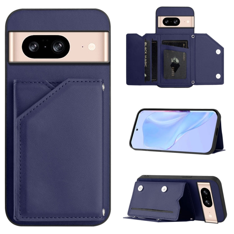 Skin Feel Four Card Slots Phone Case with Wrist Strap, For Google Pixel 10 Pro XL, For Google Pixel 10 / 10 Pro, For Google Pixel 9 Pro, For Google Pixel 9, For Google Pixel 8A, For Google Pixel 8 Pro, For Google Pixel 8