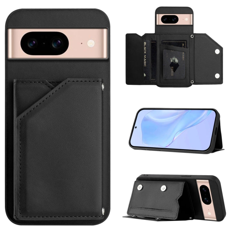 Skin Feel Four Card Slots Phone Case with Wrist Strap, For Google Pixel 10 Pro XL, For Google Pixel 10 / 10 Pro, For Google Pixel 9 Pro, For Google Pixel 9, For Google Pixel 8A, For Google Pixel 8 Pro, For Google Pixel 8