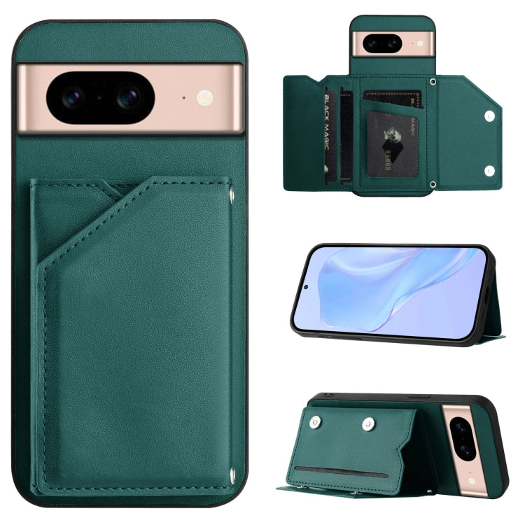 Skin Feel Four Card Slots Phone Case with Wrist Strap, For Google Pixel 10 Pro XL, For Google Pixel 10 / 10 Pro, For Google Pixel 9 Pro, For Google Pixel 9, For Google Pixel 8A, For Google Pixel 8 Pro, For Google Pixel 8