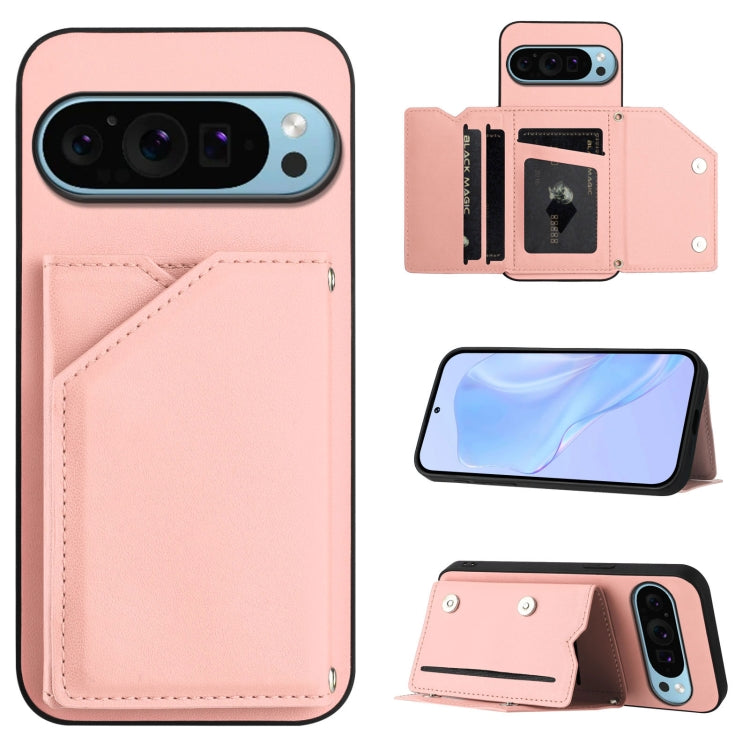 Skin Feel Four Card Slots Phone Case with Wrist Strap, For Google Pixel 10 Pro XL, For Google Pixel 10 / 10 Pro, For Google Pixel 9 Pro, For Google Pixel 9, For Google Pixel 8A, For Google Pixel 8 Pro, For Google Pixel 8