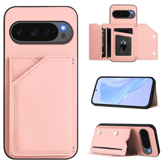 Skin Feel Four Card Slots Phone Case with Wrist Strap, For Google Pixel 10 Pro XL, For Google Pixel 10 / 10 Pro, For Google Pixel 9 Pro, For Google Pixel 9, For Google Pixel 8A, For Google Pixel 8 Pro, For Google Pixel 8