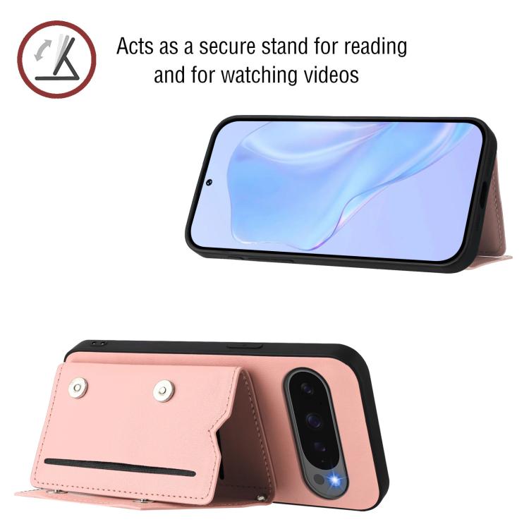 Skin Feel Four Card Slots Phone Case with Wrist Strap, For Google Pixel 10 Pro XL, For Google Pixel 10 / 10 Pro, For Google Pixel 9 Pro, For Google Pixel 9, For Google Pixel 8A, For Google Pixel 8 Pro, For Google Pixel 8