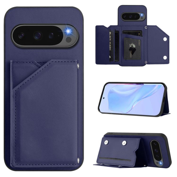 Skin Feel Four Card Slots Phone Case with Wrist Strap, For Google Pixel 10 Pro XL, For Google Pixel 10 / 10 Pro, For Google Pixel 9 Pro, For Google Pixel 9, For Google Pixel 8A, For Google Pixel 8 Pro, For Google Pixel 8
