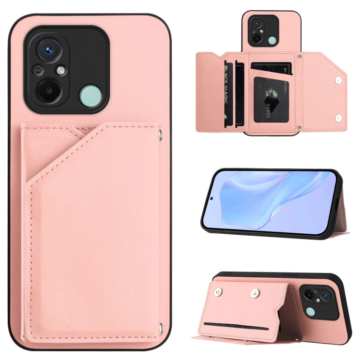 Skin Feel Four Card Slots Phone Case with Wrist Strap, For Redmi Note 12 Pro+ 5G, For Redmi Note 12 Pro 5G, For Redmi Note 12 Pro Speed, For Redmi Note 12 5G Global, For Redmi 12C / 11A, For Redmi 10C, For Redmi Turbo 3