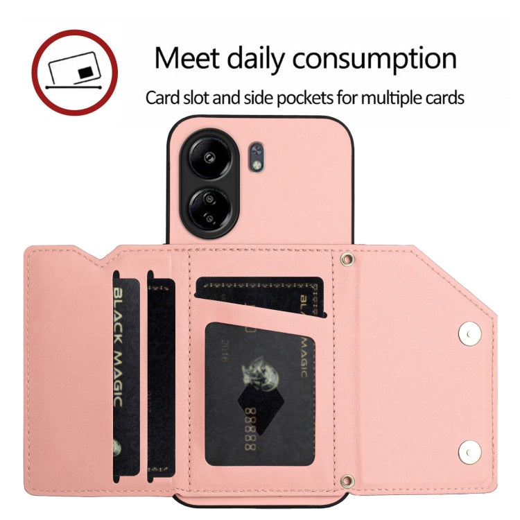 Skin Feel Four Card Slots Phone Case with Wrist Strap, For Redmi 13C 4G Global, For Redmi Note 13 5G, For Redmi Note 13 Pro+, For Redmi 12 4G Global, For Redmi Note 12 Turbo, For Redmi K60 / 60 Pro, For Redmi Note 12S 4G Global                         ...